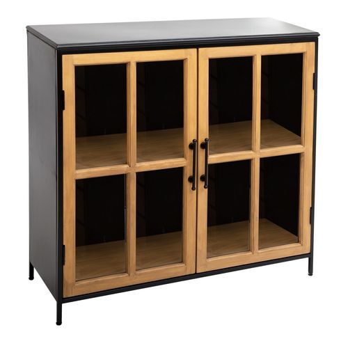 Buffet Vitré Design En Métal Baris - L. 102 X H. 101 Cm - Noir