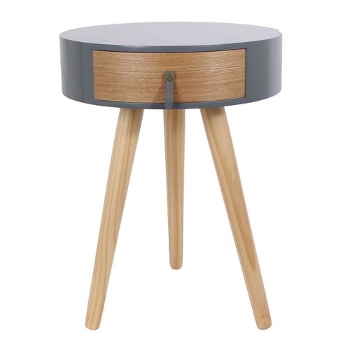 Table De Chevet Scandinave Nora - Diam. 35 X H. 45 Cm - Gris