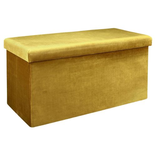 Coffre Banc Pliable Design Velours Giulia - Jaune Moutarde