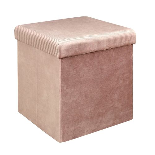 Pouf Coffre Pliable En Velours Design Giulia - L. 38 X H. 38 Cm - Rose