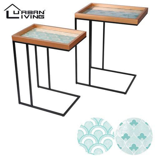 2 Bouts De Canapé Design Art Déco - Bleu Et Blanc