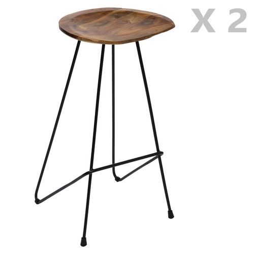 2 Tabourets De Bar Design Bois Et Métal Sumar - Noir