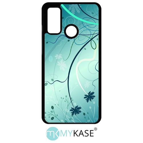 Coque Huawei P Smart 2020 - Abstrait Turquoise Fleur - Noir