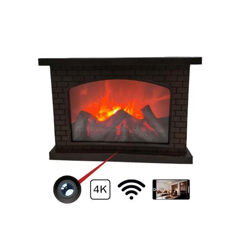 Cheminée Caméra Espion 4k Wifi Décoration écran LED