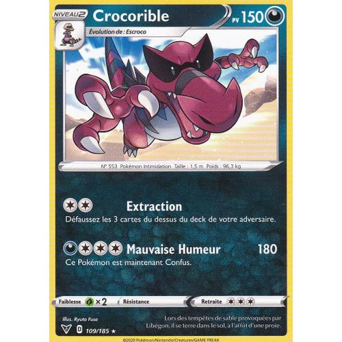 Carte Pokemon - Crocorible - 109/185 - Rare - Épée Et Bouclier4 - Voltage Éclatant - Eb4 -Vf