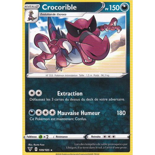 Carte Pokemon - Crocorible - 109/185 - Rare - Épée Et Bouclier4 - Voltage Éclatant - Eb4 -Vf