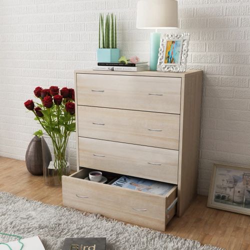 Vidaxl Buffet Avec 4 Tiroirs 60 X 30,5 X 71 Cm Couleur De Chêne
