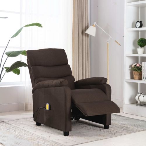 Vidaxl Fauteuil Inclinable De Massage Marron Tissu