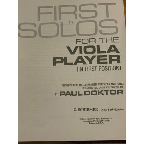 First Solos For The Viola Player - Partie Pour Alto Seule