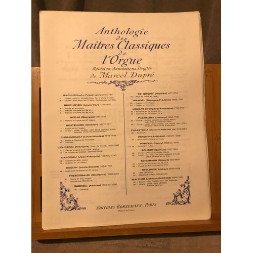 Henry Purcell Trumpet Tune Partition Orgue Anthologie Dupré Bornemann