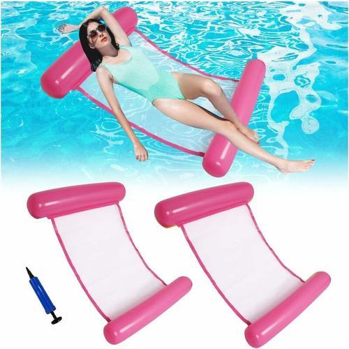 2pcs Flottantes Hamac Gonflable Piscine,Flotteur Hamac De Natation Radeau Flottant De Siege Lit De Hamac Tapis De Chaise Longue Avec Pompe A Air Pour Plage,Partie,Vacances 130 ¡Á 73 Cm Rouge Ro Goodnice