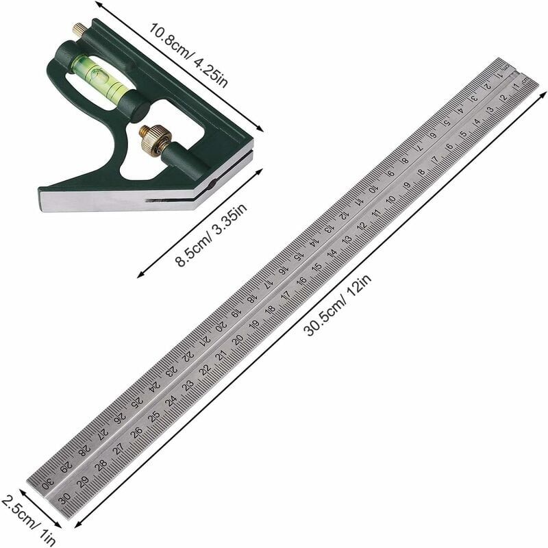 Combinaison Square en Acier Inoxydable Regle d'angle de Comb... - 2