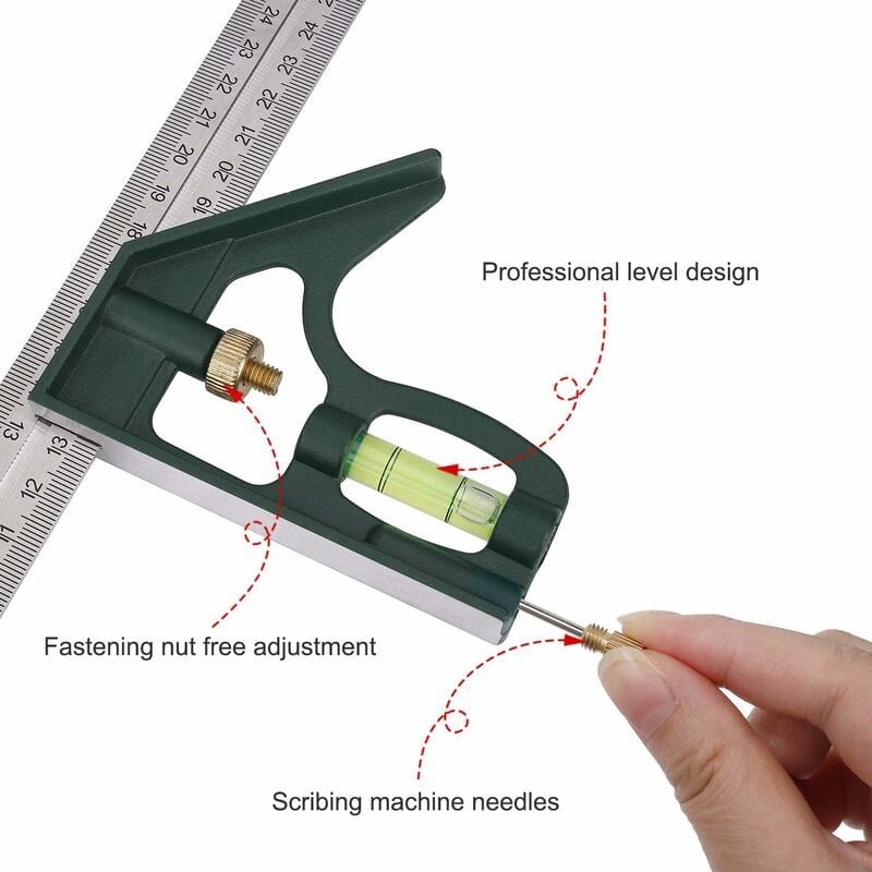 Combinaison Square en Acier Inoxydable Regle d'angle de Comb... - 5