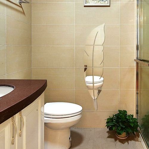 Miroir Acrylique 3d - Decoration Murale - En Forme De Plume - Decoration Murale Autocollante - Decoration D'interieur Pour Salon,Chambre,Salle De Bain,Ferme (73×18cm,Plume D'or) Goodnice