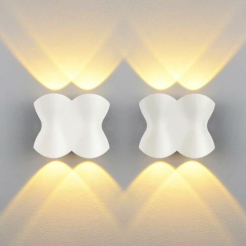 2 Pack Applique Murale Interieur Led Ip54 Etanche Exterieur Applique Murale 4w Chambre Salon Murale Lampe 220v Blanc Chaud Source 3200k (Blanc) Goodnice