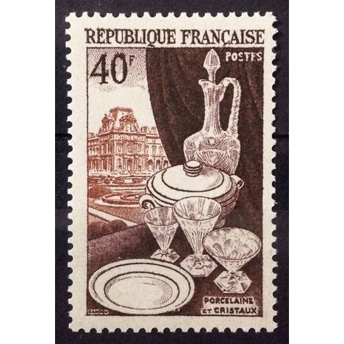 Productions De Luxe - Métiers D'art 1954 - Porcelaine, Cristaux Et Le Louvre 40f (Très Joli N° 972) Neuf* - Cote 3,00 - France Année 1954 - Brn83 - N29995