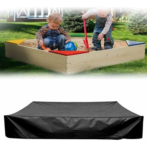 Couverture De Bac A Sable Anti-Poussiere Avec Cordon De Serrage,Bache Carree En Tissu Oxford Pour Bac A Sable,Piscine,Jardin Ou Ferme¿Noir,180×180cm¿ Goodnice