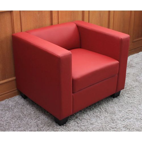 Fauteuil Club / Lounge Lille, 86x75x70cm   Cuir Reconstitué, Rouge