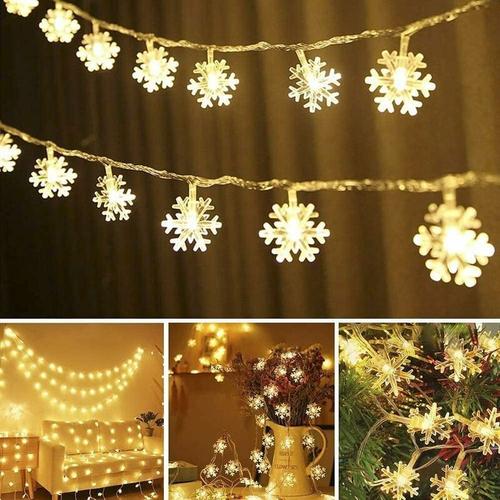 Guirlande Lumineuse Flocon De Neige 10m 80 Led Batterie De Noel Guirlande Lumineuse Interieur Et Exterieur Impermeable Blanc Chaud Pour Noel Mariage Garden Party Goodnice