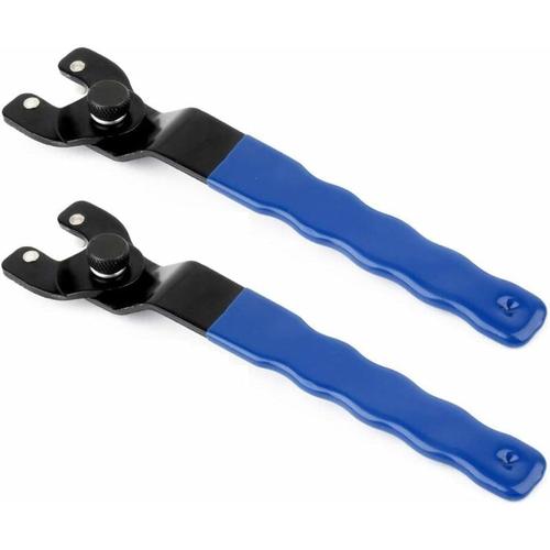 2PCS Cle a molette de meuleuse d'angle 8-50 mm¿Cle pour contre-ecrou de broyeur¿Cle a broche reglable,poignee audacieuse (bleu) goodnice