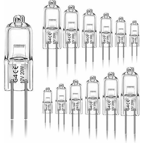 Lot De 12 Ampoules Halogenes G4 20w 12v 2800 K 2 Broches Pour Hotte, Cuisine, Salon, Chambre Goodnice