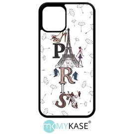 Coque Pour Iphone 12 Pro - Paris Fond Blanc - Noir