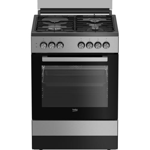 Beko FSE6312GX Cuisinière 60 x 60 x 85 cm - 3 Gaz + 1 Electrique - Multifonction - Chaleur brassée - Parois catalytiques latérales - 72 L - Inox