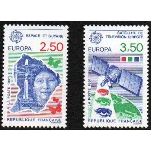 Timbres Lot De Deux L'europe Et L'espace 1991