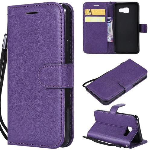 Flip Étui Pour Samsung Galaxy A3 2016 Avec Fente Pour Carte Couleur Solide Classique Cuir De Haute Qualité Étui De Téléphone Portefeuille D'affaires - Violet