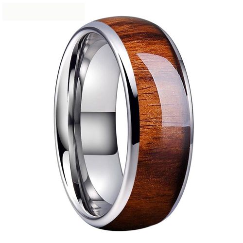 Zense - Bague Homme Lisse Confortable En Acier Façon Boisée Zr0178