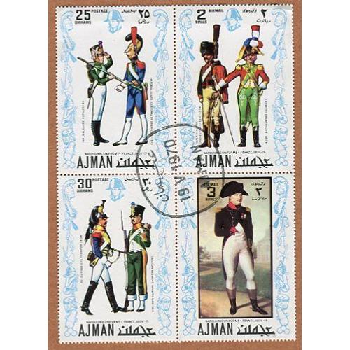 Lot De 4 Timbres - " Napoleonic Uniforms In France " - Emirat D' Ajman ( Émirats Arabes Unis ) - 1971