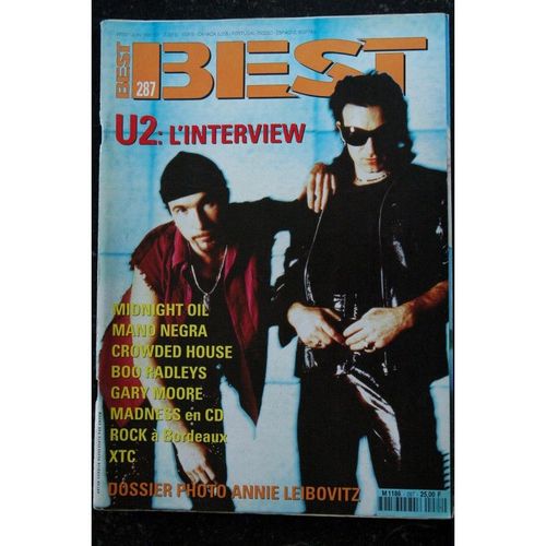 Best 287 Juin 1992 U2 - Midnight Oil Mano Negra Crowded House Boo Radleys Gary Moore Madness Xtc A. Leibovitz