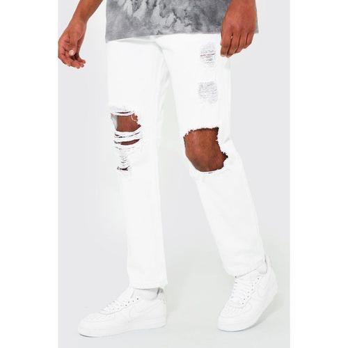 Jean Droit Délavé Déchiré Homme - Blanc - 32, Blanc