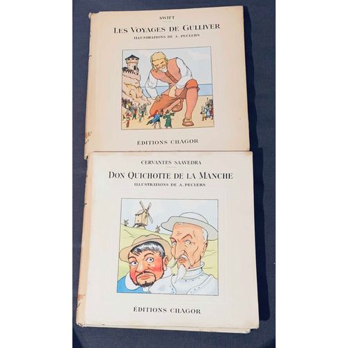 Les Voyages De Gulliver + Don Quichotte De La Manche Swift Servantes Illustrations De A. Perclerc