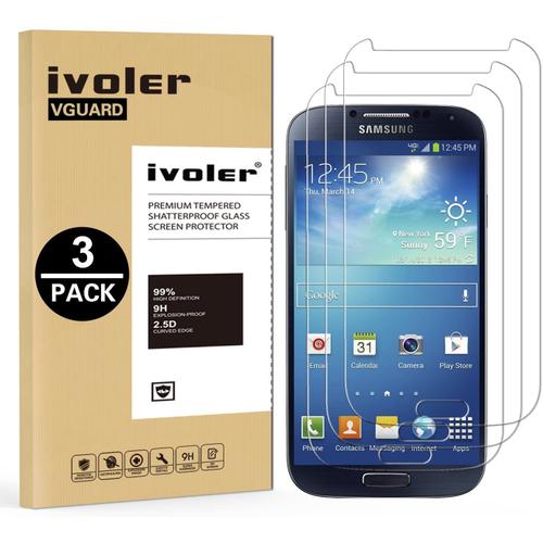 ivoler [Pack de 3] Verre Trempé Compatible avec Samsung Galaxy S4, Film  Protection en Verre trempé écran Protecteur vitre - GHMS1125A0009