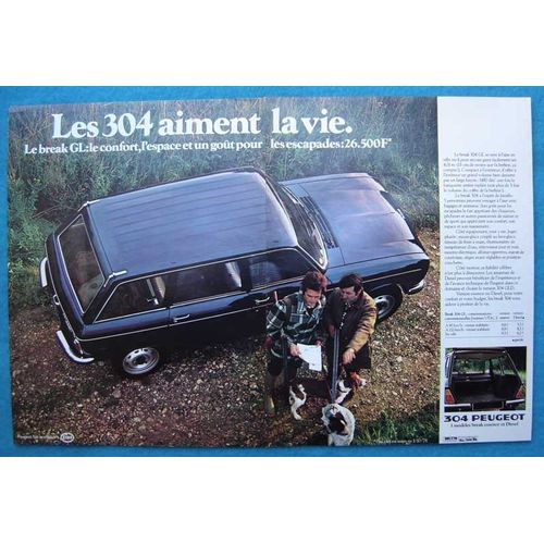 Publicité Papier - Voiture Peugeot 304 Break Gl De 1978