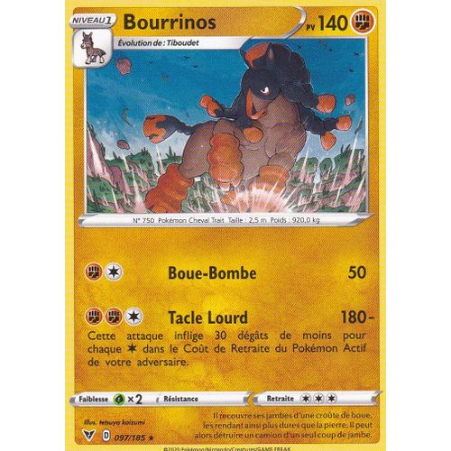 Carte Pokemon - Bourrinos - 097/185 - Rare - Épée Et Bouclier 4 - Voltage Éclatant - Eb4 - Vf