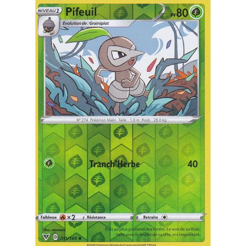 Carte Pokemon - Pifeuil - 011/185 - Reverse - Épée Et Bouclier4 - Voltage Éclatant - Eb4 - Vf