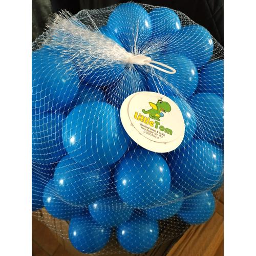 Lot De 100 Boules Plastiques Bleues Ø 7cm - Marque Little Tom - Balles Pour Jouer À L'intérieur/ L'extérieur Et Remplir La Piscine, Château Gonflable, Tente, Pataugeoire, Bac À Sable, Baignoire, Etc..