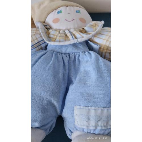 Vintage Doudou Poupée Lutin Bonnet Façon Jeans Nounours