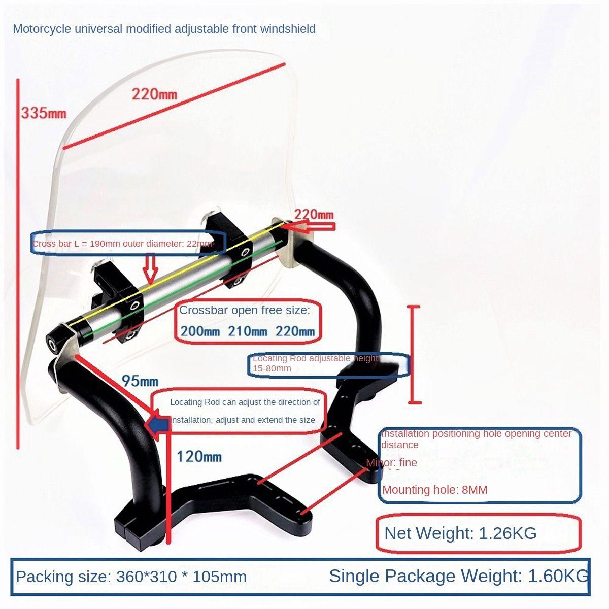 Le Pare-Brise Universel Rglable De Pare-Brise De Moto Couvr... - 6