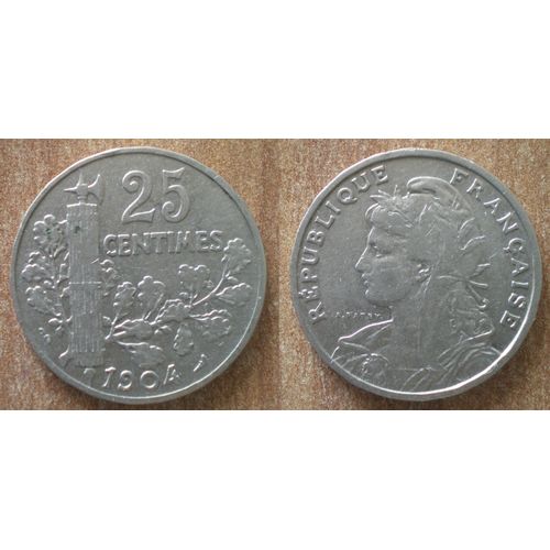 France 25 Centimes 1904 Patay Piece Francs Franc Centime Centimes