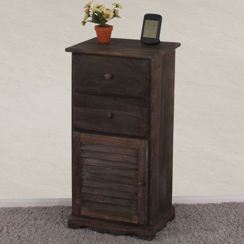 Commode / Armoire, 2 Tiroirs, 1 Porte, 40x32x80cm, Shabby, Vintage   Marron