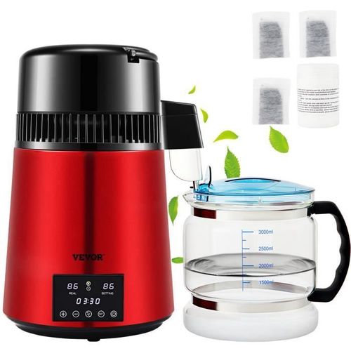 Distillateur D'eau Inox - Vevor - Ymk40207 - 1l/H - Rouge - Température Réglable