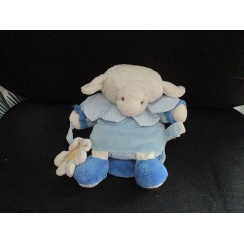 Doudou Marionnette Mouton Bleu Avec Sa Fleur Doudou Et Compagnie