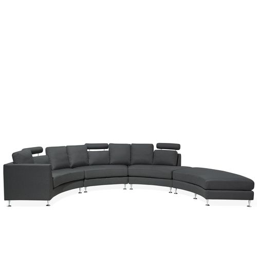 Canapé Circulaire Modulable En Tissu Gris Foncé 8 Places Rotunde