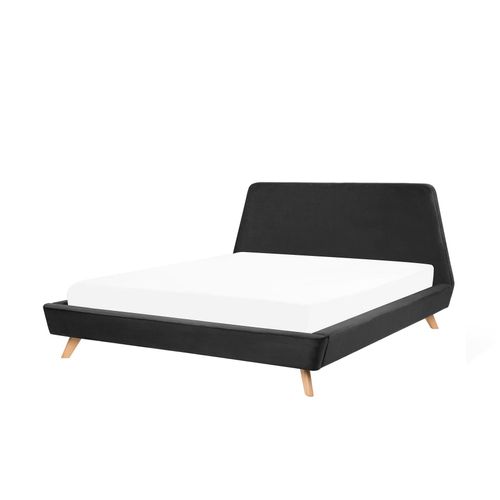 Lit Double En Velours Noir 180 X 200 Cm Vienne