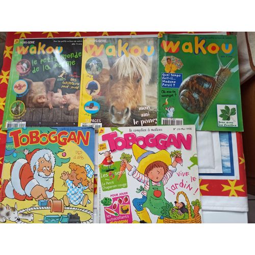 Lot De 5 Revues Pour Enfants : 3 Wakou Et 2 Toboggan