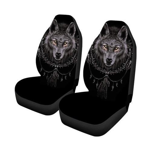 2 Pièces Voiture Universelle 3d Loup Imprimé Housse De Siège De Voiture Housse De Protection De Coussin Pour Voiture Suv