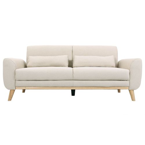 Canapé Design 3 Places En Tissu Naturel Et Bois Clair Ektor